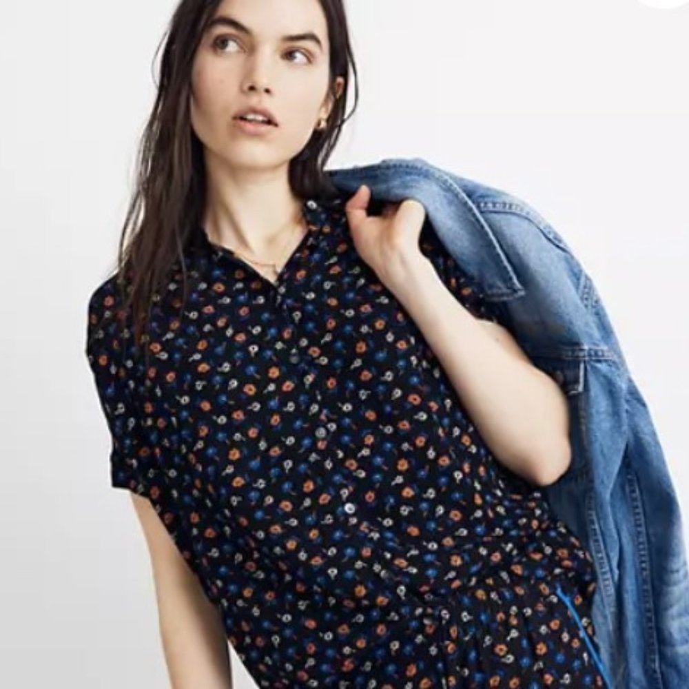 Madewell Central Drapey Floral Shirt XS EUC